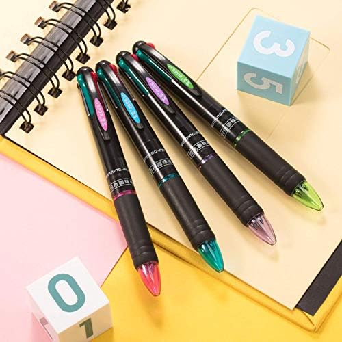 Multi Coloured Pens All In One, Quesuc 24 Pack Retractable Ballpoint Pens Multicolor Pens, Multi Pens 4 In One 4 Colors Ink Black, Blue, Red And Green Gel Ink Ball Point School Pens Coloured Biro Pens