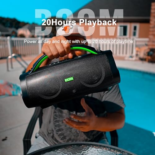 DOSS Extreme Boom Pro Loud Bluetooth Speaker with 100W Stereo Sound, Extra Bass, 20H Playtime, Party-Sync Led Lights, Built-in Power Bank, IPX6 Waterproof for Outdoor, Camping, Pool-Green - Thumbnail 5