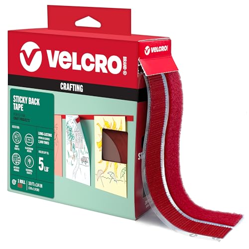 Image of VELCRO Brand Colors | Red Sticky Back Tape | 10ft Roll with Adhesive, Cut Strips to Length | Mount Classroom Decor, Create Seasonal Craft Projects | Organize Home or Office