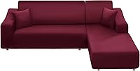 Vista 11 de NAISI Funda para sofá en forma de L, 2 piezas, funda elástica suave con 2 fundas de almohada, protector de muebles, fundas para sofá seccional de 3