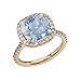 Cojín Halo de 4 quilates con tablero de ajedrez Aquamarine (LCA) y diamante amarillo 9 quilates anillo de compromiso y propuesta/promesa, Aguamarina Diamond