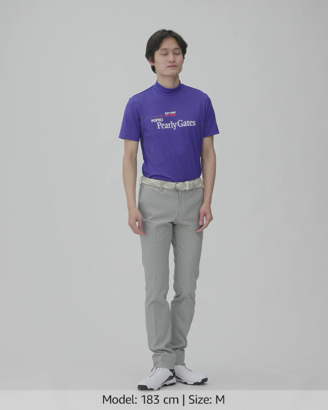 Amazon | [パーリーゲイツ] メンズ 半袖 ハイネックシャツ (ベア鹿の子