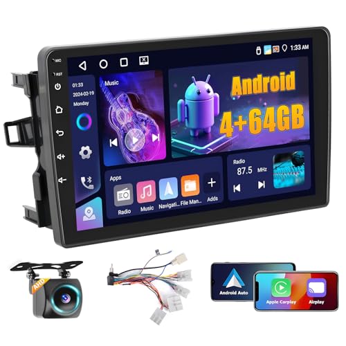 Fuluku 4 + 64 G Android rádio para Toyota Auris 2006-2011 Carpaly sem fios Android automático, 10 polegadas IPS ecrã tátil rádio carro com WiFi/Bluetooth 5.0/GPS/câmara de marcha traseira/FM/SWC