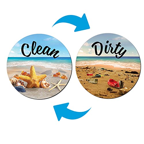 WIRESTER 3.5 inch Dishwasher Clean Dirty Flip Sign Double-Sided Decoration for Kitchen Dishwasher...