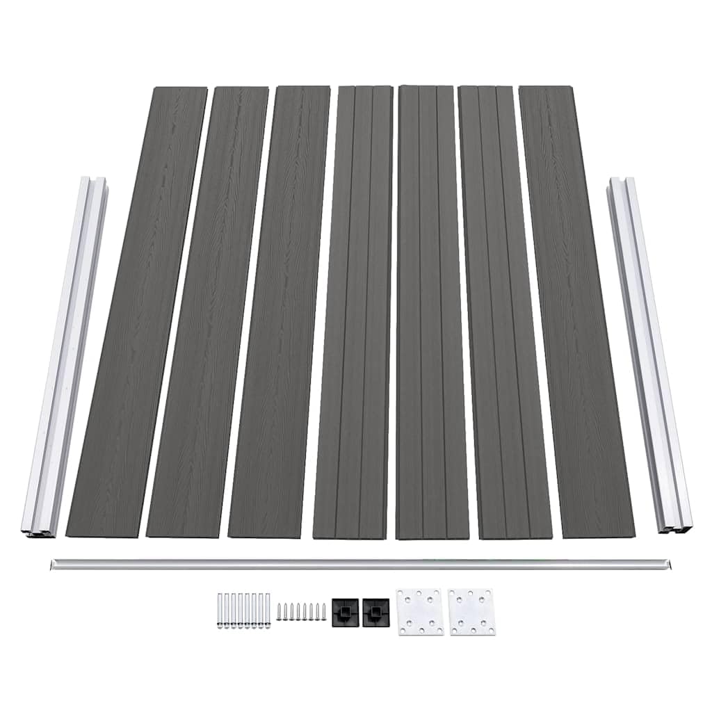 vidaXL Zaunelement Gartenzaun Sichtschutzzaun Lamellenzaun Windschutz Zaun Windschutzzaun Terrasse Stecksystem Lärmschutz WPC 180x146cm Grau