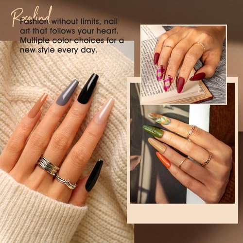 Image of ROSALIND 24pcs Gel Polish Set with 4 Bottles of Base and Glossy Matte Glitter Top Coat Yellow Purple Blue Gel Nail Polish Set Bright Colors Gel Nail Set for Women