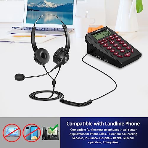 Teléfono con cable AGPtEK con auricular binaural y marcación miniatura 3