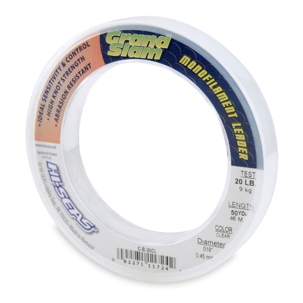 HI-SEAS Grand Slam Monofilament Fishing Leader - Superior Strong Clear Black, for Freshwater &amp; Saltwater Big Game Bottom Fishing, Trolling