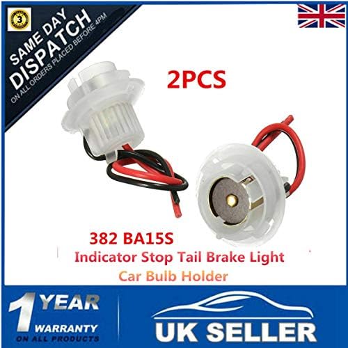 Riloer 2x 382 BA15S 1156 Car LED Bulb Light Connector Socket Indicator Adapter Holder