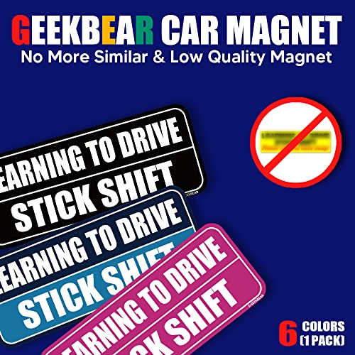 Geekbear Learning To Drive Stick Shift Car Magnet (Pink/Pink) - Reflective Bumper Magnet For New Stick Shift Learning Drivers - Eye-Catching Design, Weather-Resistant And Durable (1 Pack) #TOP1