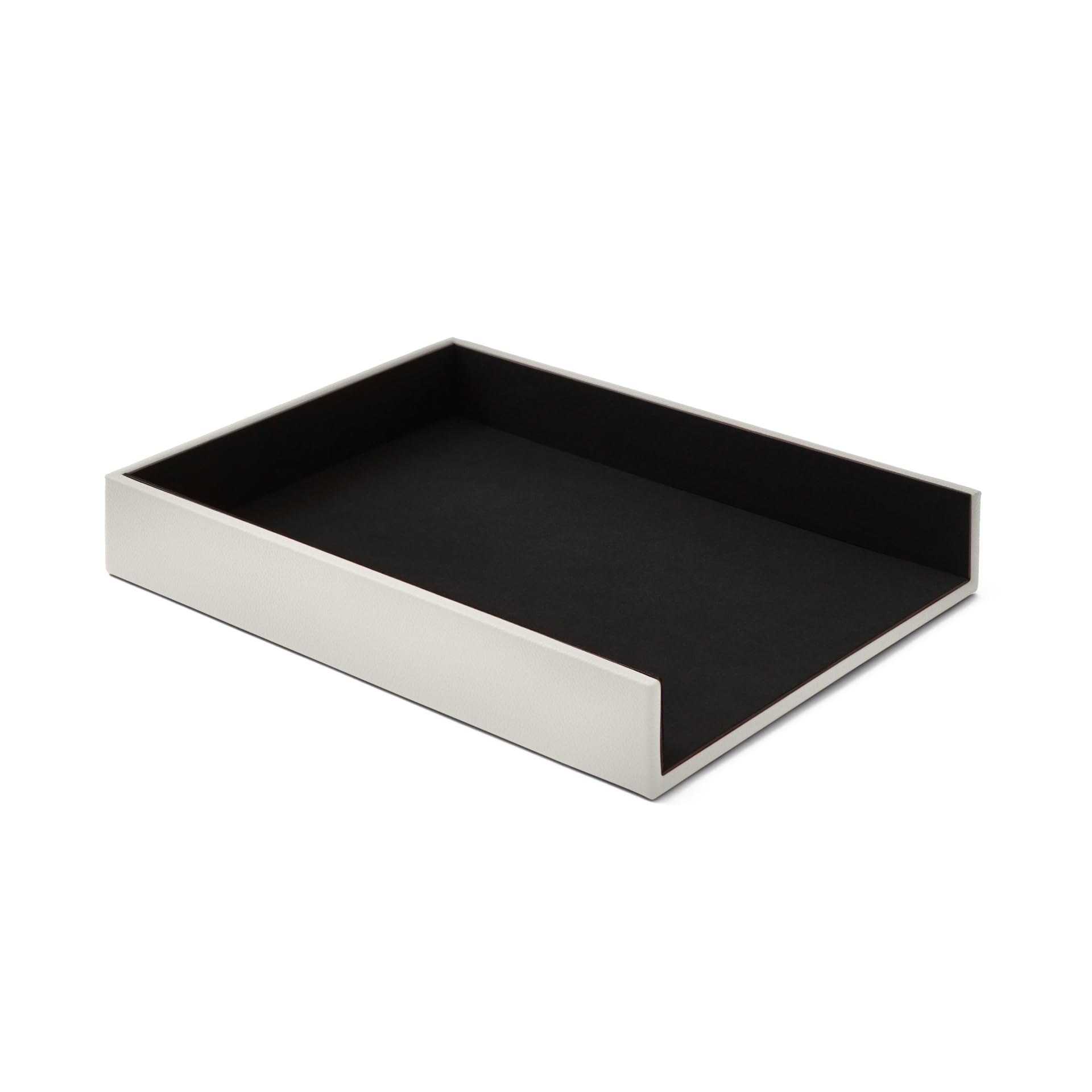 Eglooh - Atena - Paper Tray for Desk and Office Real Leather White - A4 Document Tray, Letter Organiser - cm 32 x 24,2 x H.5 - Entirely Made in Italy