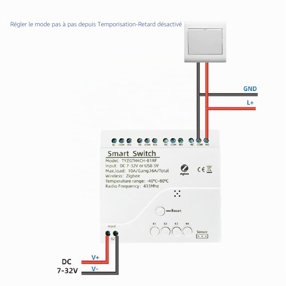 Contrôleur de température intelligent Zigbee, contact sec 5-32 V, sortie passive à 4 relais, avec capteur de température étanche, compatible avec Alexa (hub Tuya Zigbee nécessaire)