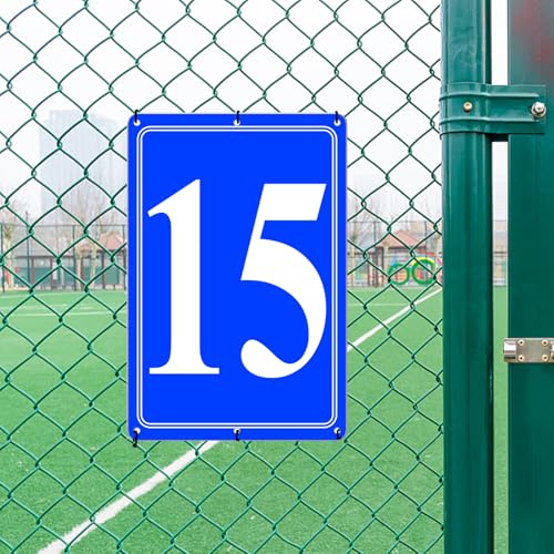Image of Premium Aluminum Number Signs 15, Metal 12 inch X 8 inch Blue Numbered Signs Outdoor for Parking Lots, Floor, Dock, Court, Aisle, Field, High Visibility, No Fade, Weather-resistant