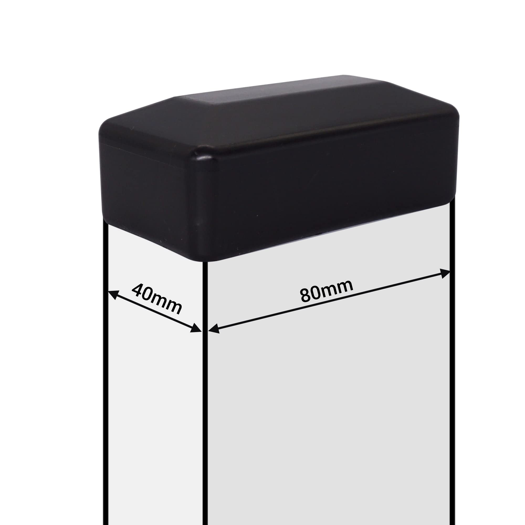 SKIR'CO (4 pcs) Fence Post Caps, Rectangular Black Plastic Caps 40 x 80 mm, Fence Post Covers, Jet Black RAL 9005 Colour - Image 4