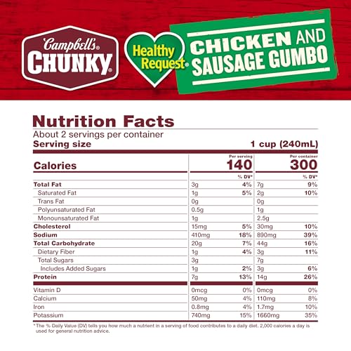 Image of Campbell's Chunky Soup,Healthy Request Chicken and Sausage Gumbo,18.8 Oz Can,(Pack of 4)