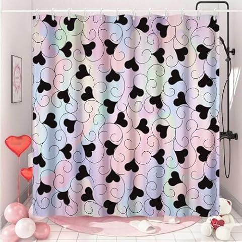 Ruelvth Valentine's Day Waterproof Shower Curtain Set Cover