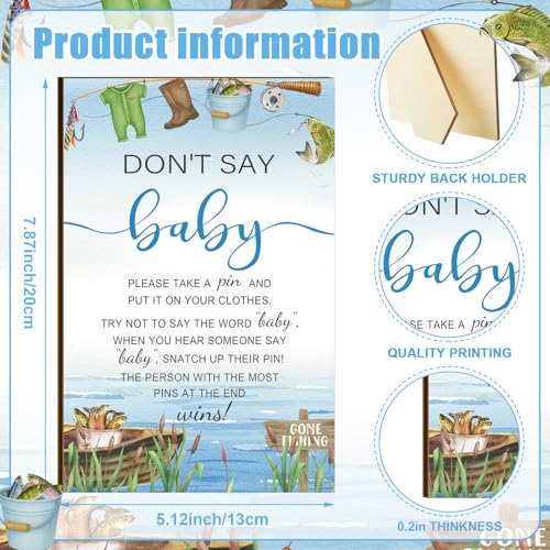 Image of Patelai 321 Pcs Fishing Don't Say Baby Shower Game Supplies for Boys 5 Games Include 250 Activity Cards 1 Don't Say Baby Sign 50 Clothespins 20 Pencils for Price Is Right Prediction Bingo Game Party