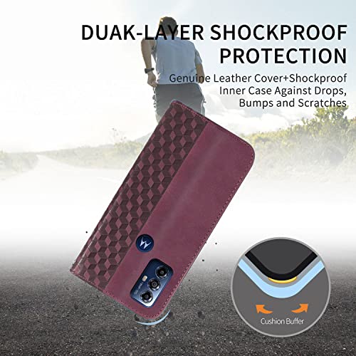 Image of Case for Motorola Moto G Play (2023), Motorola G Pure Case Wallet Premium PU Leather Folio Flip Case with Card Holder Slot Kickstand Strong Magnetic Protective Phone Cover- Wine Red
