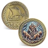 ACGZQY Viking (Odin Wächter) Wikinger-Kriegermünze – Wikinger-Odin-Glücksmünze, nordische Mythologie, Wikinger-Tapferkeitsmünzen, Wikinger-Runen-Talisman, Amulett, Wikinger-Geschenk