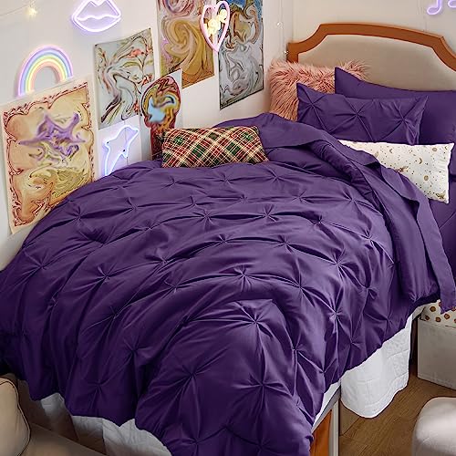 Image of Bedsure Twin XL Comforter Set Purple - Dorm Room Essentials, Extra Long Twin XL Bedding Set with Sheets, All Season Down Alternative Comforter with Sheets, Pillowcase & Sham