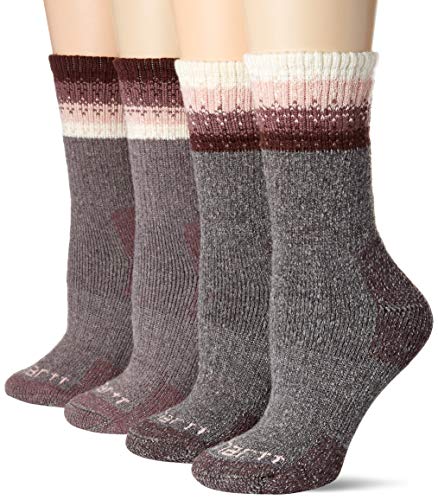 Carhartt Women's 4 Pack Thermal Crew Sock, Purple, Shoe Size: 5.5-11.5