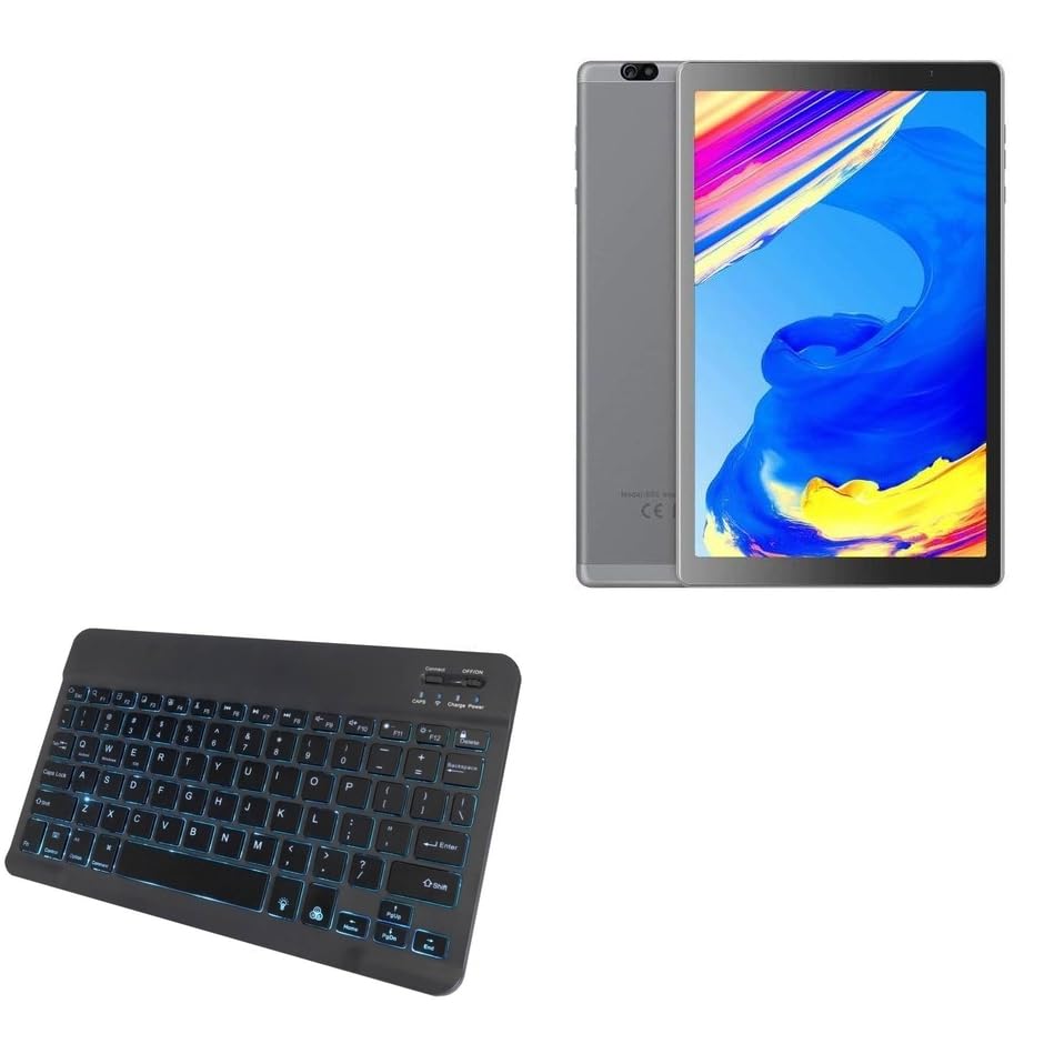 BoxWave Keyboard Compatible with Vankyo MatrixPad S20 - SlimKeys Bluetooth Keyboard - with Backlight, Portable Slim LED 7 Colors - Jet Black