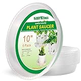 SupKing Plant Saucers 6 Pack of 10 Inch,Sturdy Plastic Plant Drip Trays, Durable Clear Flower Plant Pot Saucer,Perfect Waterproof Plant Tray for Indoor and Outdoor(10'')