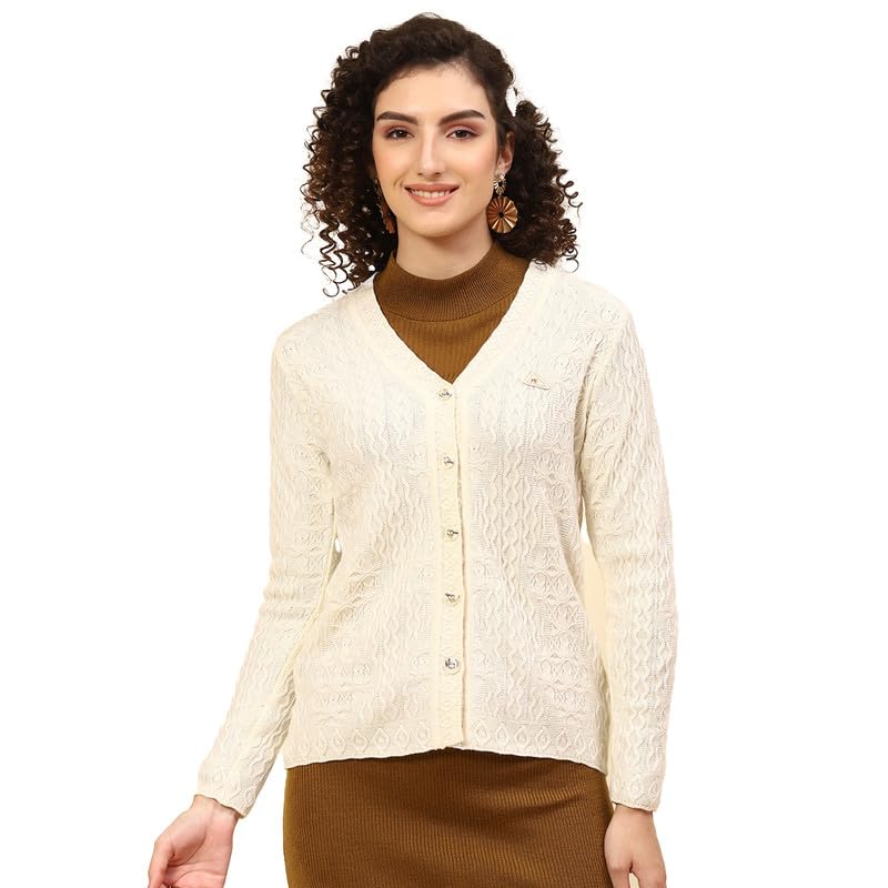 monte carlo Self Design Womens V Neck Cardigan-picture-48
