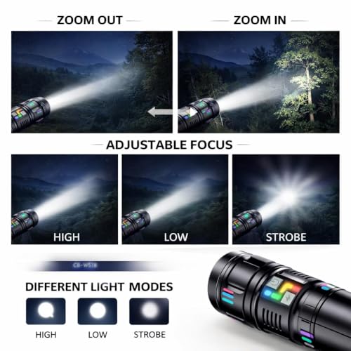 Image of COBA 518 High Power Rechargeable LED Torch, Ultra Bright Flashlight with 2KM Long Range, Zoomable Focus, Long Battery Backup, Waterproof Multipurpose Torch for Home, Outdoor, Travel