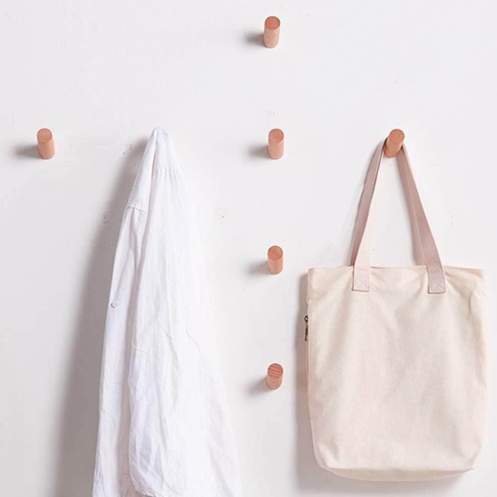 CASKIE Wooden Hooks Pack of 5 Wall Mounted Single Wall Hooks Rack Coat Clothes Hat Hanger Towel Rack Home Natural Handmade Craft Long Wood Hook (Φ3x6CM) - Image 5