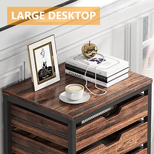 Tribesigns 5 Drawer Chest, Wood Storage Dresser Cabinet With Wheels, Industrial Storage Drawer Organizer Cart For Office Bedroom Entryway (Rustic Brown, 1 Pc) #TOP6