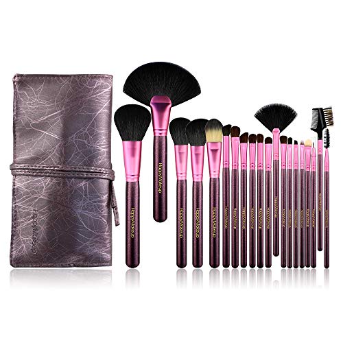 Pinceaux de maquillage pour débutants avec pochette en polyuréthane portable violette
