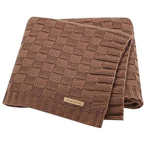 Image of LAWKUL Baby Blankets Knit Cable Babe Blanket Soft Airy Newborn Infant Receiving Swaddling Brown Neutral Crib Stroller 40"x30"