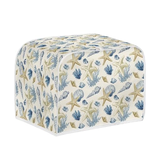 Image of Talayituse Srarfish Conch Coral Print Toaster Cover 4 Slice Wide Slot, Lightweight Dust Protection Washable Appliance Bag Bread Maker Cover, M