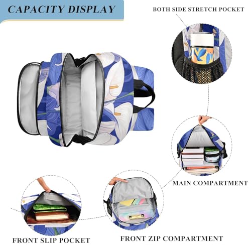 cool backpacks kids 8-12: adjustable bookbag for men in assorted colors - Safari Calla Lily Royal Blue4