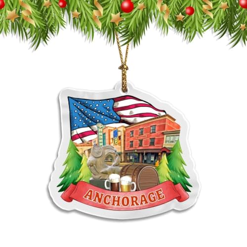 Anchorage Alaska State USA America Christmas Xmas Ornament Transparent Acrylic City Travel Souvenir Hanging Personalized Car Backpack Pendant Home Decor