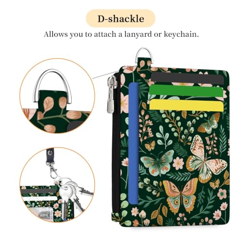 Image of Hancynir Butterfly Floral Credit Card Holder Small Wallet Women, Slim RFID