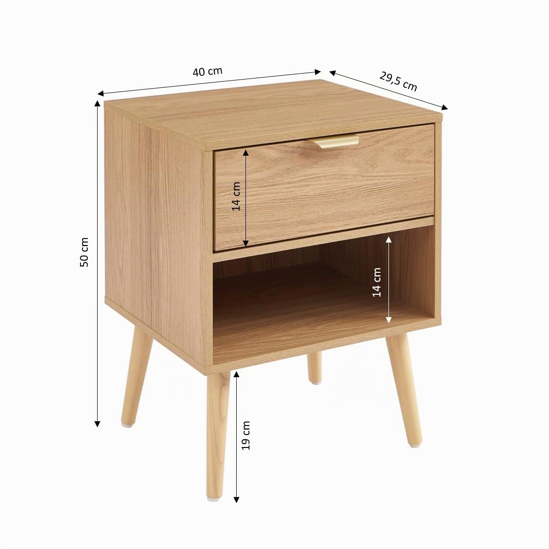 BAÏTA Lot de 2 Tables de Chevet Jeanne Effet chêne