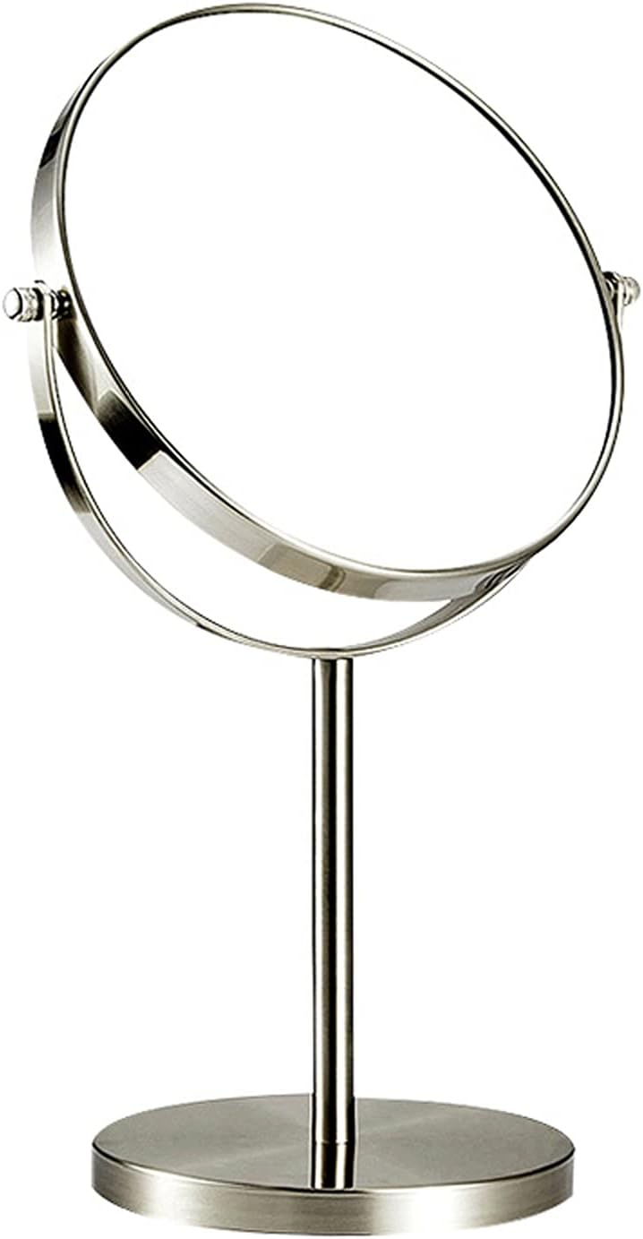 Tabletop Mirror, 8-inchTwo-Sided 360 ° Swivel Vanity Mirror, 1X/3X Magnification, Cosmetic Mirror, Iron-Carbon Alloy - Anti-Fingerprint, for Bedroom Cosmetic Dresser (Color : Silver) (St