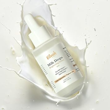 Vilvah Milk Drops Brightening Serum 40ml with Rice Milk and Alpha Arbutin for Pigmentation, Dark Spots and Even Skin Tone