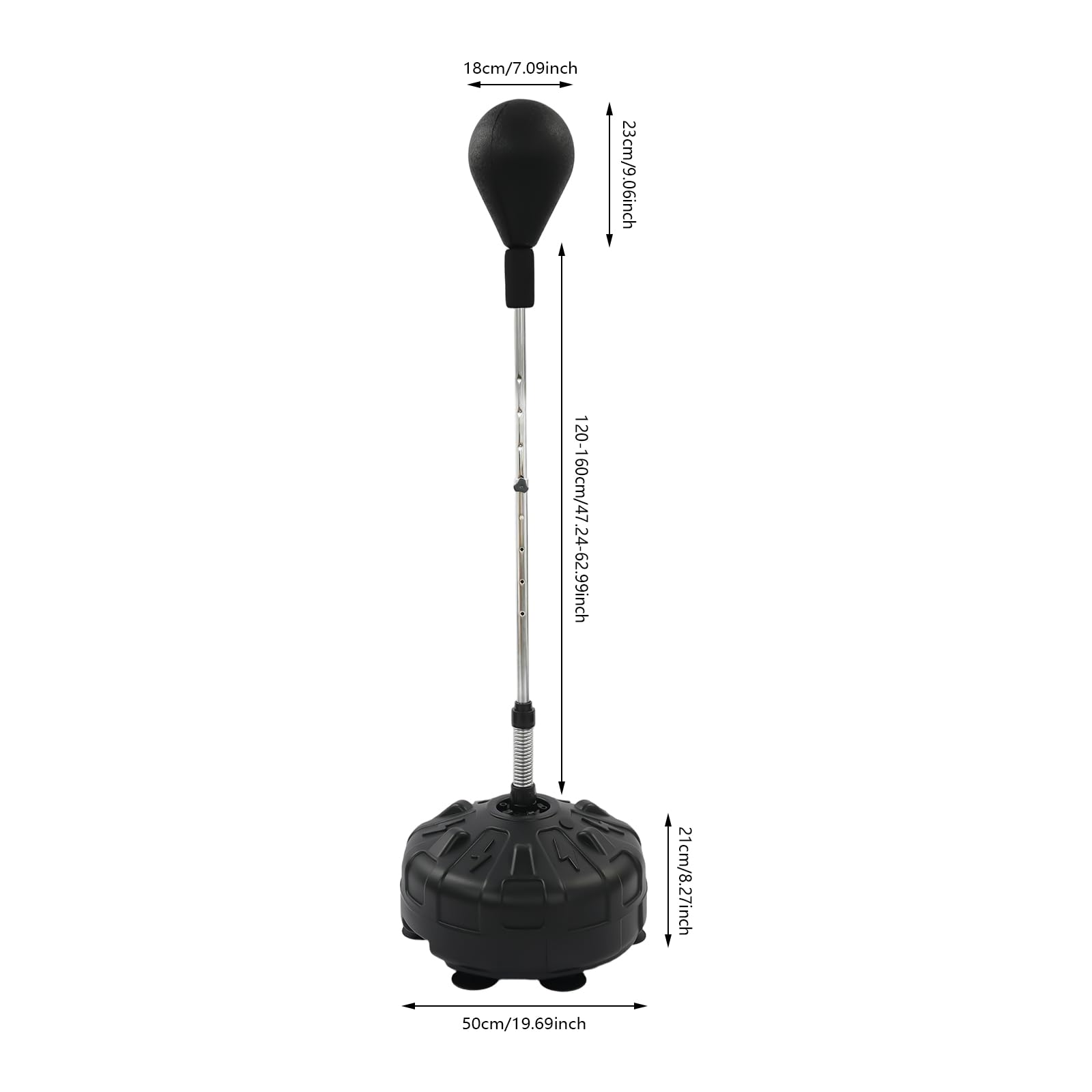 Punching Ball de altura ajustable 120-160 cm, pera de boxeo de pie con resorte de rebote de 90°, pelota de boxeo para niños, adolescentes y adultos, entrenamiento en casa, gimnasio y