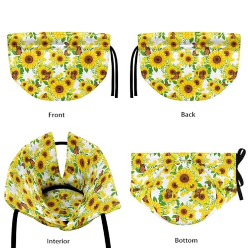 Image of Tea Cosy Butterfly Sunflower Print Teapot Dust Cover Tea Cozies Kitchen Home Decorative Insulated Tea Pots Cozy Kettle Warmer Cover with Drawstring