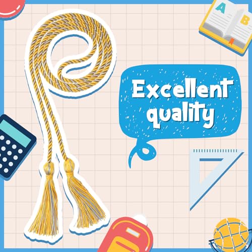 Image of TecUnite Graduation Cords Honor 2026 Polyester Yarn Decorative 67 inch Long Garland Twist Ties with Tassels for Bachelor Gown Graduation(Gold with Silver)