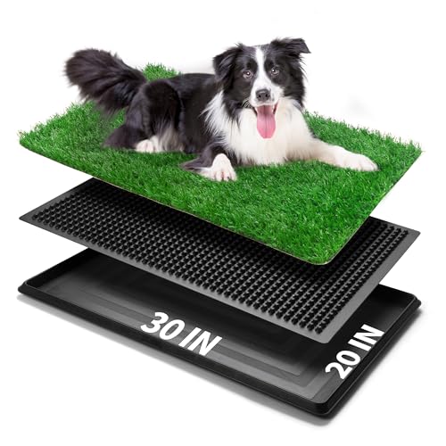 Image of Indoor Dog Potty Grass with Tray Large Reusable Dog Pee Grass Pad with Tray