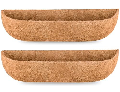 2 Pack 30 Inch Window Box Liners Coco Liners for Planters Coconut Husk Plant Liners 100% Natural Coconut Liners for Planters Coco Coir Liner for Outdoor Planter