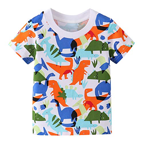 Image of KISBINI Toddler Boys Summer Clothes Set Hawaiian Cotton T-Shirt and Shorts Set Dinosaur Sharks Clothing Set