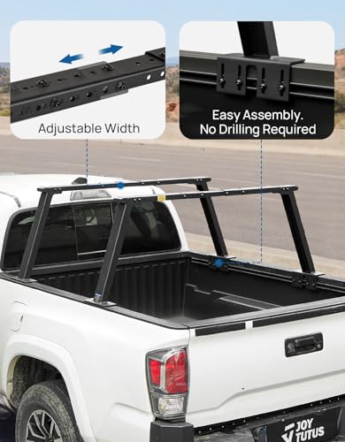 Image of JOYTUTUS Heavy Duty Width Extendable Truck Bed Ladder Rack, Fit for Mid-Size Wide Truck Bed, Rust-Resistant Overland Cargo Rack Compatible with Gladiator JT, Frontier, Canyon, Colorado, Ranger