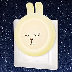 Lampara Para Bebe Amarillo Annmore Regalo Recien Nacido Niño Luz Nocturna Infantil Enchufe Lampara Conejo Sensor Crepuscular Habitación Bebe 1 año