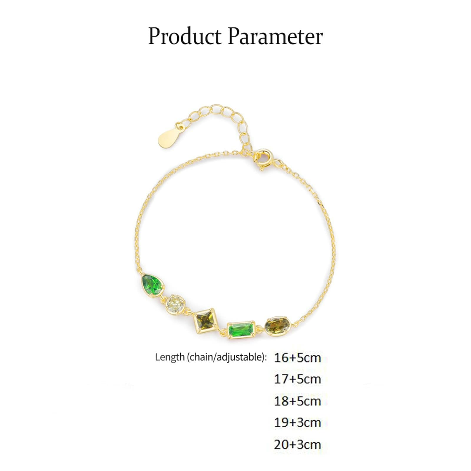 KnSam Pulsera de oro real para mujer, oro amarillo Au 375/585/750, pulseras clásicas con peridoto verde corte rectangular, brazaletes de laboratorio creado en esmeralda de 9 K/14 K/18 K oro