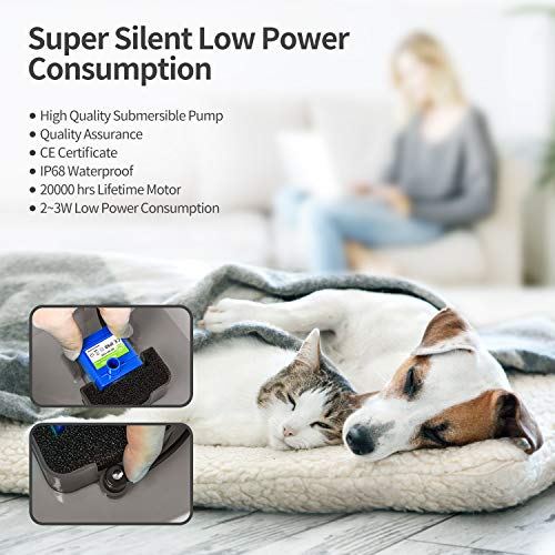 Fuente automática para gatos de 2 litros con filtro y luz LED miniatura 6